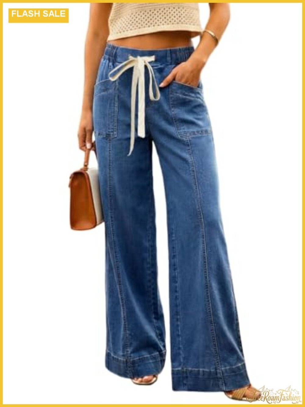 High Waisted Wide Leg Jeans Tummy Control Stretchy Denim Baggy Pants